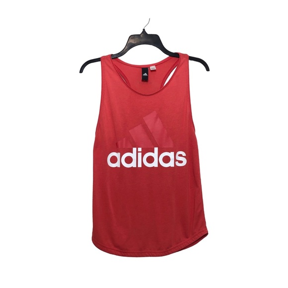 adidas White Logo Orange Red Racerback Tank Top S - Picture 1 of 10